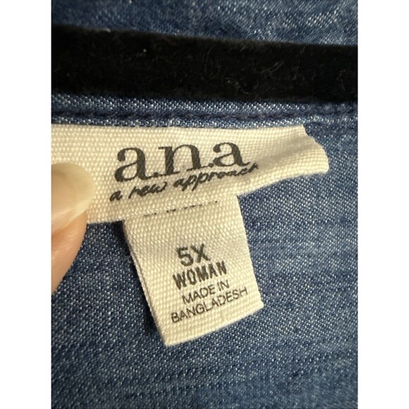 A.N.A A New Approach Blue Patchwork Denim style Longsleeve Top size 5X - Picture 3 of 7